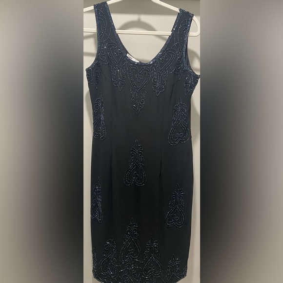 VTG JKARA New York Beaded Black Mid-Length Sleeveless Dress - Size 6 - Picture 6 of 17